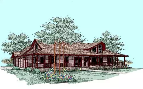 Country house plans 33-258 - front exterior, 2,592 sq ft, 3 bed, 2 bath house plans | Monster House Plans