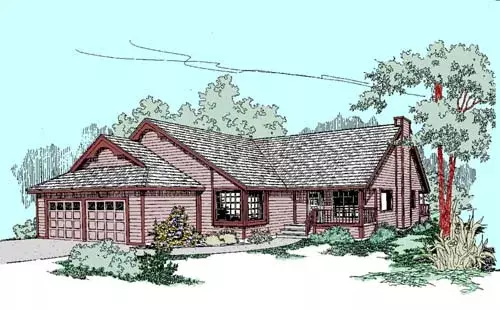 Traditional house plans 33-261 - front exterior, 1,672 sq ft, 3 bed, 2 bath house plans | Monster House Plans