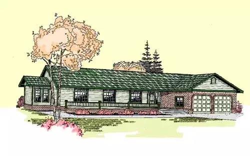 Ranch house plans 33-264 - front exterior, 2,557 sq ft, 4 bed, 3 bath house plans | Monster House Plans