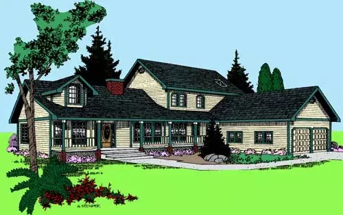 Traditional house plans 33-268 - front exterior, 3,535 sq ft, 4 bed, 3 bath house plans | Monster House Plans