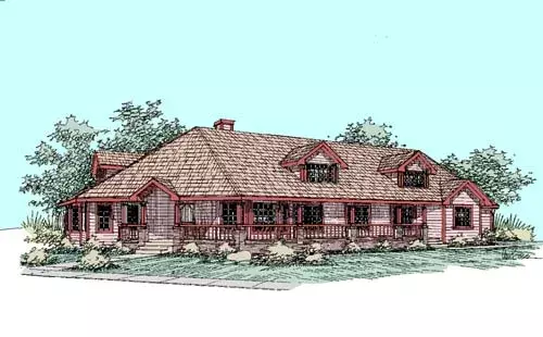 Country house plans 33-274 - front exterior, 2,706 sq ft, 4 bed, 2 bath house plans | Monster House Plans