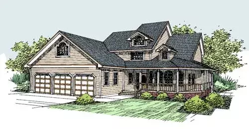 Traditional house plans 33-275 - front exterior, 2,722 sq ft, 3 bed, 3 bath house plans | Monster House Plans