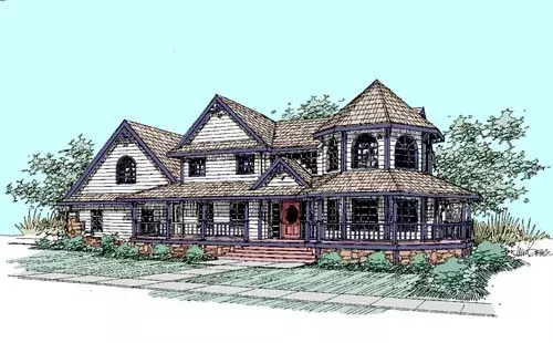 Victorian house plans 33-276 - front exterior, 3,419 sq ft, 4 bed, 3 bath house plans | Monster House Plans