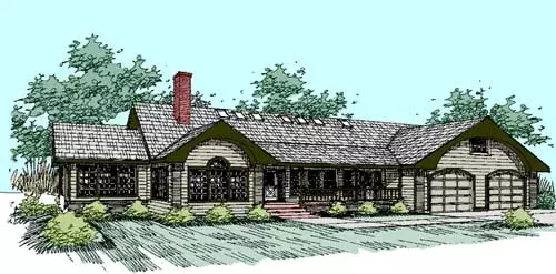 Traditional house plans 33-278 - front exterior, 2,576 sq ft, 3 bed, 2 bath house plans | Monster House Plans