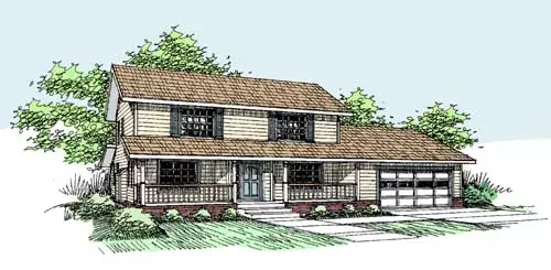 Traditional house plans 33-279 - front exterior, 2,068 sq ft, 3 bed, 2 bath house plans | Monster House Plans