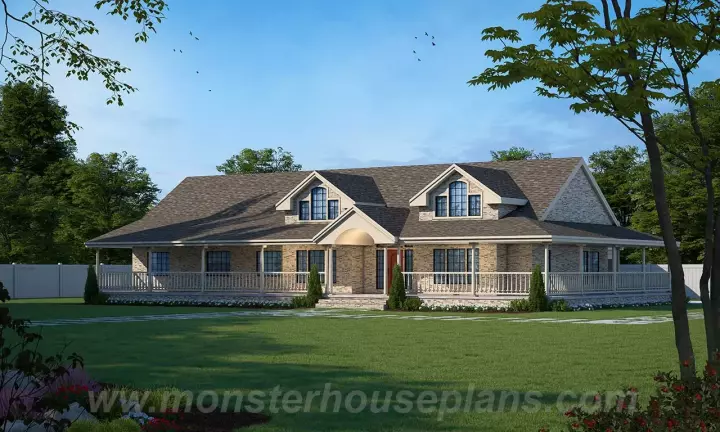 Ranch house plans 33-281 - front exterior, 2,415 sq ft, 4 bed, 3 bath house plans | Monster House Plans