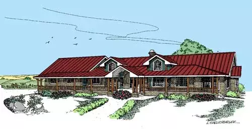 Ranch house plans 33-283 - front exterior, 2,824 sq ft, 3 bed, 2 bath house plans | Monster House Plans