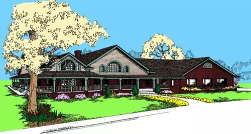 Traditional house plans 33-284 - front exterior, 2,778 sq ft, 3 bed, 2 bath house plans | Monster House Plans