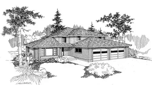 Northwest house plans 33-295 - front exterior, 2,428 sq ft, 3 bed, 2 bath house plans | Monster House Plans