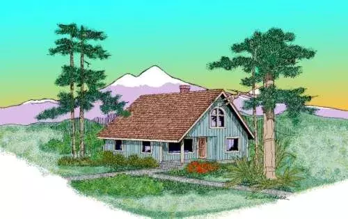 Traditional house plans 33-325 - front exterior, 1,222 sq ft, 1 bed, 1 bath house plans | Monster House Plans