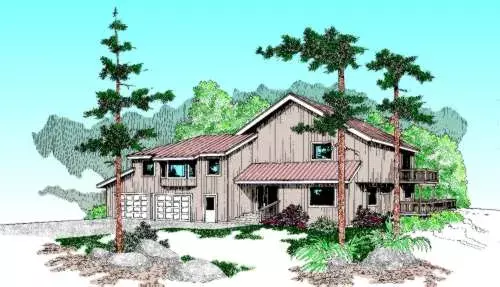 Contemporary house plans 33-328 - front exterior, 2,851 sq ft, 3 bed, 3 bath house plans | Monster House Plans