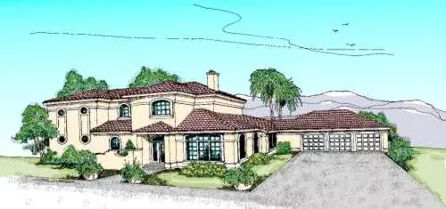 Sunbelt house plans 33-336 - front exterior, 2,986 sq ft, 4 bed, 4 bath house plans | Monster House Plans
