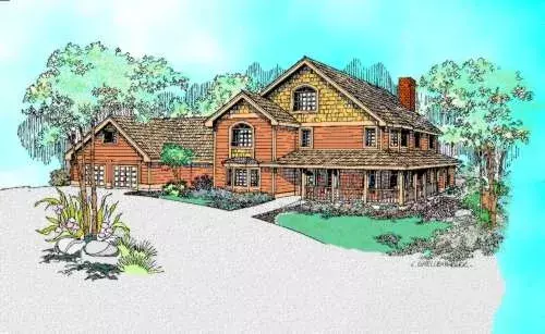 Country house plans 33-343 - front exterior, 3,430 sq ft, 5 bed, 3 bath house plans | Monster House Plans