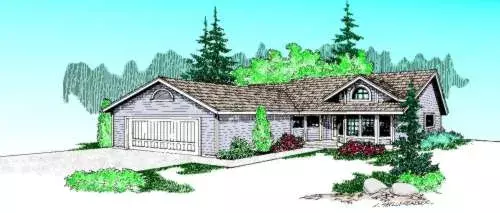 Northwest house plans 33-348 - front exterior, 1,502 sq ft, 3 bed, 2 bath house plans | Monster House Plans