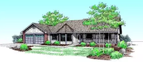 Traditional house plans 33-352 - front exterior, 1,644 sq ft, 3 bed, 2 bath house plans | Monster House Plans