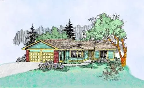 Northwest house plans 33-359 - front exterior, 1,672 sq ft, 3 bed, 2 bath house plans | Monster House Plans