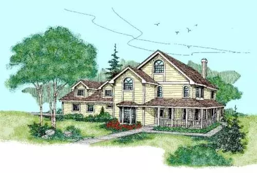 Country house plans 33-371 - front exterior, 3,743 sq ft, 5 bed, 3 bath house plans | Monster House Plans