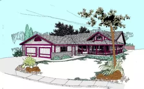 Northwest house plans 33-372 - front exterior, 1,626 sq ft, 3 bed, 2 bath house plans | Monster House Plans