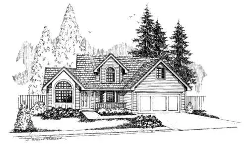 Traditional house plans 33-375 - front exterior, 1,941 sq ft, 4 bed, 2 bath house plans | Monster House Plans