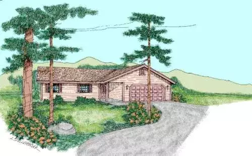 Ranch house plans 33-390 - front exterior, 1,218 sq ft, 3 bed, 2 bath house plans | Monster House Plans