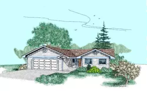 Northwest house plans 33-391 - front exterior, 1,260 sq ft, 3 bed, 2 bath house plans | Monster House Plans
