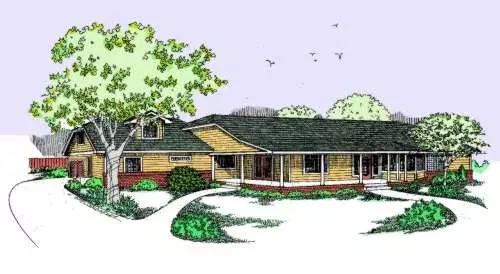 Ranch house plans 33-395 - front exterior, 2,506 sq ft, 3 bed, 2 bath house plans | Monster House Plans
