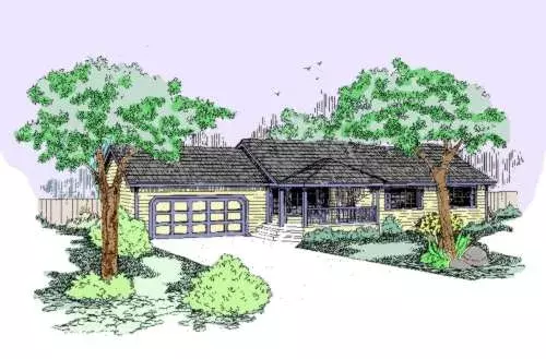 Northwest house plans 33-401 - front exterior, 1,325 sq ft, 3 bed, 2 bath house plans | Monster House Plans