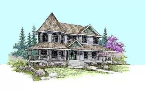 Victorian house plans 33-403 - front exterior, 3,344 sq ft, 3 bed, 4 bath house plans | Monster House Plans