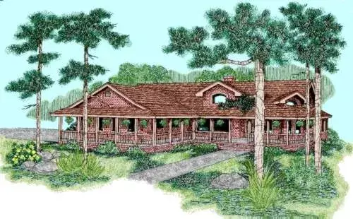 Northwest house plans 33-404 - front exterior, 3,469 sq ft, 6 bed, 4 bath house plans | Monster House Plans