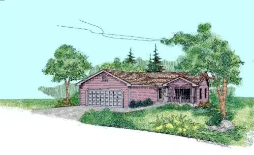 Northwest house plans 33-408 - front exterior, 1,292 sq ft, 3 bed, 2 bath house plans | Monster House Plans