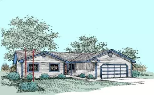 Northwest house plans 33-414 - front exterior, 1,326 sq ft, 3 bed, 2 bath house plans | Monster House Plans