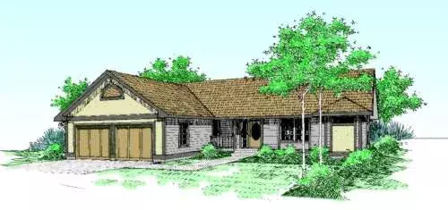 Northwest house plans 33-421 - front exterior, 1,616 sq ft, 2 bed, 2 bath house plans | Monster House Plans