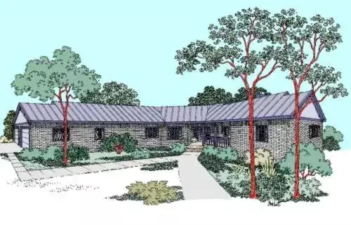 Ranch house plans 33-424 - front exterior, 3,821 sq ft, 5 bed, 3 bath house plans | Monster House Plans
