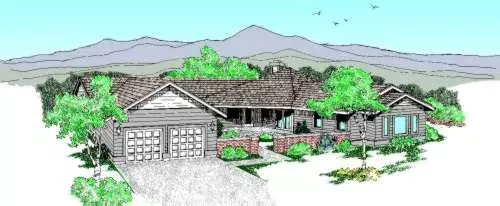 Northwest house plans 33-425 - front exterior, 2,375 sq ft, 2 bed, 3 bath house plans | Monster House Plans