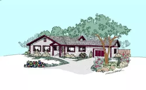 Northwest house plans 33-428 - front exterior, 1,318 sq ft, 2 bed, 1 bath house plans | Monster House Plans
