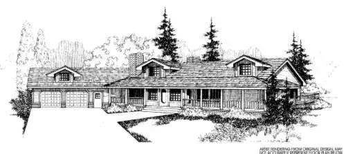 Northwest house plans 33-434 - front exterior, 2,679 sq ft, 3 bed, 3 bath house plans | Monster House Plans