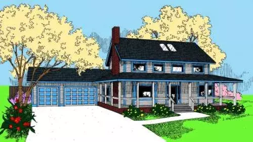 Farmhouse house plans 33-436 - front exterior, 2,488 sq ft, 4 bed, 3 bath house plans | Monster House Plans