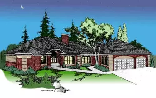 Northwest house plans 33-437 - front exterior, 3,453 sq ft, 4 bed, 3 bath house plans | Monster House Plans