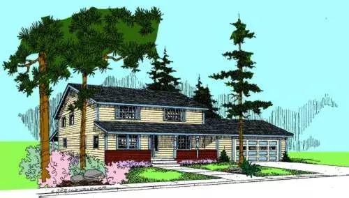 Traditional house plans 33-438 - front exterior, 2,096 sq ft, 4 bed, 3 bath house plans | Monster House Plans