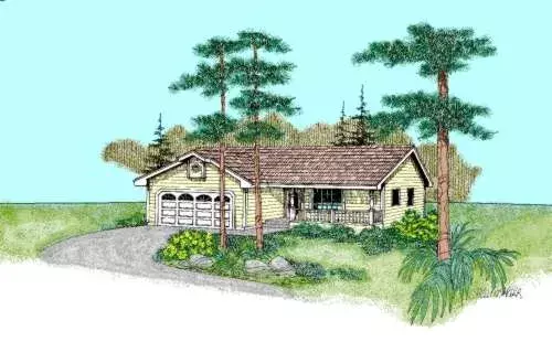 Northwest house plans 33-441 - front exterior, 1,236 sq ft, 3 bed, 2 bath house plans | Monster House Plans