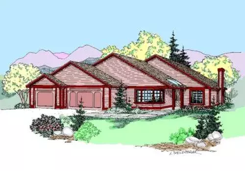 Northwest house plans 33-443 - front exterior, 1,526 sq ft, 3 bed, 2 bath house plans | Monster House Plans