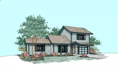 Northwest house plans 33-446 - front exterior, 1,206 sq ft, 3 bed, 2 bath house plans | Monster House Plans