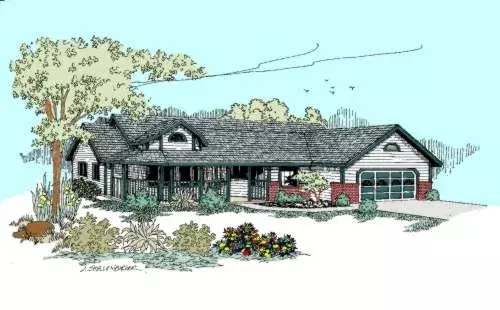 Northwest house plans 33-449 - front exterior, 1,897 sq ft, 3 bed, 2 bath house plans | Monster House Plans