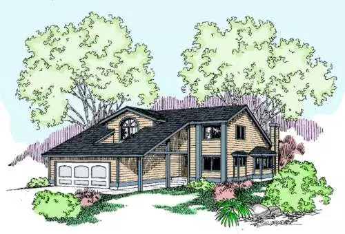 Northwest house plans 33-461 - front exterior, 1,824 sq ft, 2 bed, 3 bath house plans | Monster House Plans
