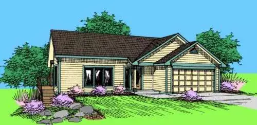 Northwest house plans 33-464 - front exterior, 1,979 sq ft, 3 bed, 2 bath house plans | Monster House Plans