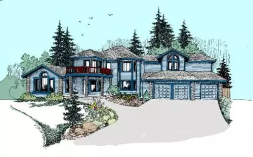 Northwest house plans 33-465 - front exterior, 4,598 sq ft, 5 bed, 5 bath house plans | Monster House Plans
