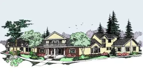 Northwest house plans 33-469 - front exterior, 6,403 sq ft, 7 bed, 5 bath house plans | Monster House Plans