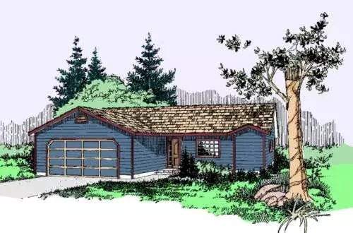 Northwest house plans 33-474 - front exterior, 1,316 sq ft, 3 bed, 2 bath house plans | Monster House Plans