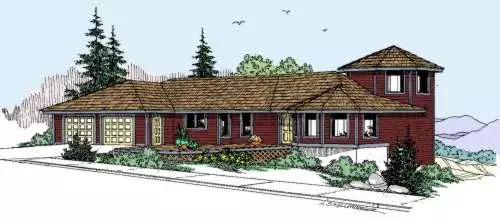 Northwest house plans 33-478 - front exterior, 3,418 sq ft, 4 bed, 4 bath house plans | Monster House Plans