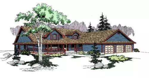 Northwest house plans 33-480 - front exterior, 2,370 sq ft, 4 bed, 3 bath house plans | Monster House Plans